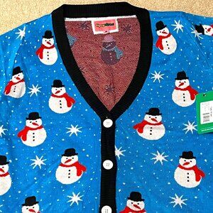 Tipsy Elves Blue Snowman Cardigan